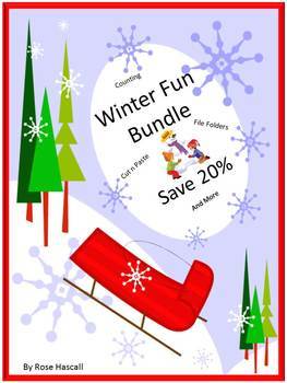Preview of Winter Activities BUNDLE | Cut and Paste Worksheets | Winter Math Literacy