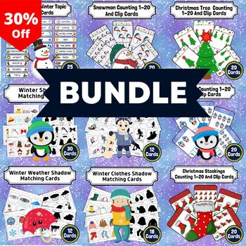 Preview of Winter Activities BUNDLE | Matching Cards & Clip Cards | December Activities
