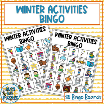 Winter Activities Bingo Game - 35 Unique Bingo Cards Included | TPT