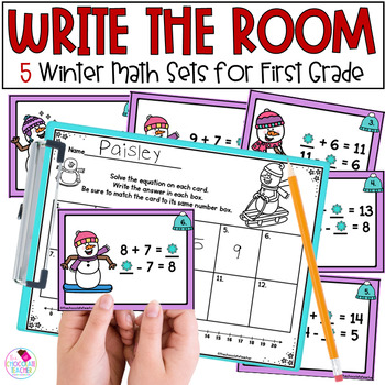 Preview of Winter Math Centers - Write the Room - 1st Grade