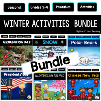 Preview of Winter Activities Bundle Reading Comprehension Passages Writing Worksheets