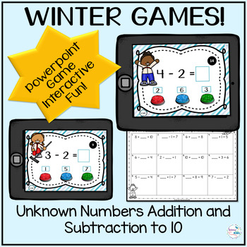Preview of Winter Activities Math Center Addition and Subtraction Math Game