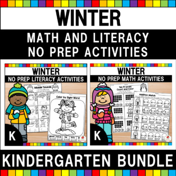 Preview of Winter Activities | Math and Literacy No Prep Worksheets | January Morning Work