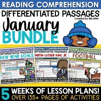 Preview of New Year 2024 Winter Reading Comprehension Passages January Activities BUNDLE