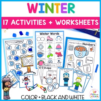 Preview of Winter Activities Pack for Kindergarten Math & Literacy Centers
