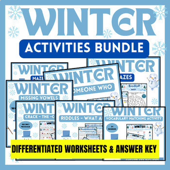 Preview of Winter Activities Packet Bundle - Emergency Sub Plans - Middle School ELA