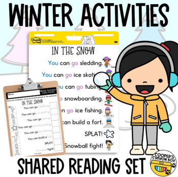 Preview of Winter Activities | Shared Reading Poem | Project & Trace, Sight Words, Vocab