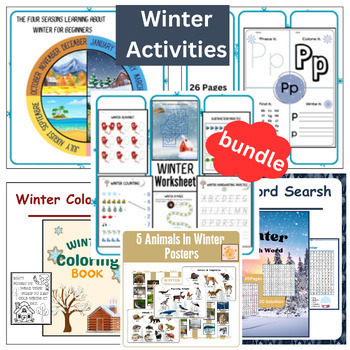 Preview of Winter Activities Social and Emotional Skills ;coloring writing pages Bundle