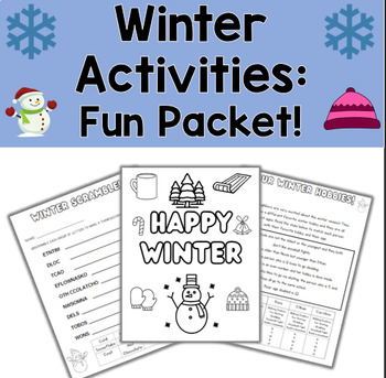 Preview of Winter Activities | Winter Packet | Winter Coloring | No Prep Winter | Sub Plans