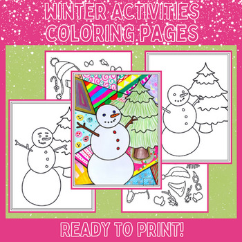 Winter Activities | Winter Pop Art Snowman Activity | Winter Coloring