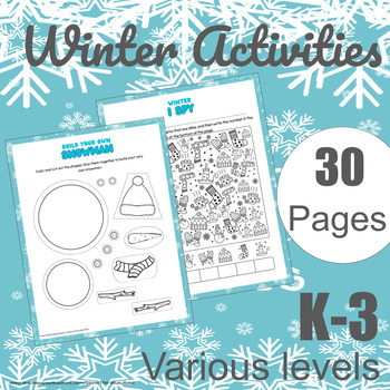 Preview of Winter Activities and Games for K, 1, 2, 3, 4 and Homeschool, Snow Days, NTI