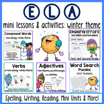 Preview of Winter Activities for 2nd Grade Language Arts | Reading, Writing and Spelling