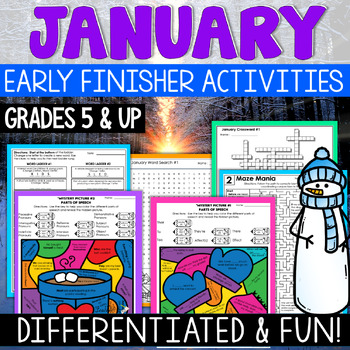 Preview of Winter Activities for January Fast Finishers & Early Finishers Activities