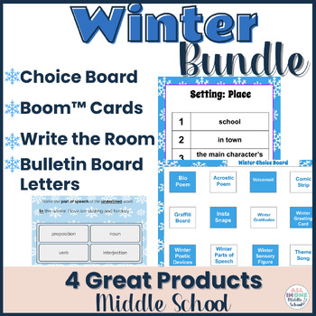 Preview of Winter Activities for Middle School Language Arts Bundle