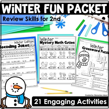 Preview of Winter Activity Fun Packet 2nd Grade Early Finisher Packet with Crossword Puzzle