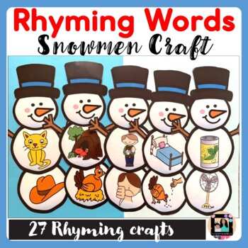 Preview of Winter Activity Snowman Rhyming | Winter Kindergarten Center Craft