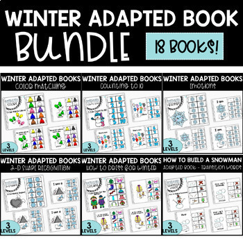 Preview of Winter Adapted Book Bundle, Basic Skills Special Education, Life Skills Practice