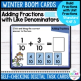 Winter Adding Fractions with Like Denominators BOOM™ Cards
