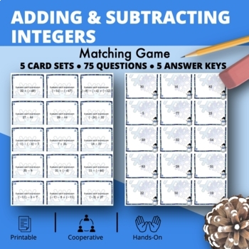 Preview of Winter: Adding & Subtracting Positive & Negative Integers Matching Game