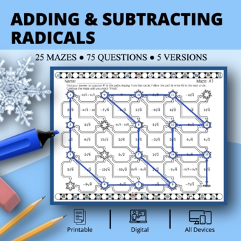 Preview of Winter: Adding and Subtracting Radical Expressions Maze Activity