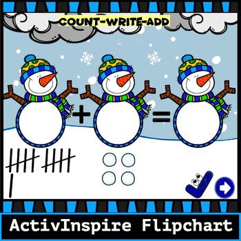 Preview of Winter Addition Facts 10 to 20: Activinspire Flipchart