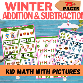 Preview of Winter Addition And Subtraction within 20, Addition worksheets with pictures
