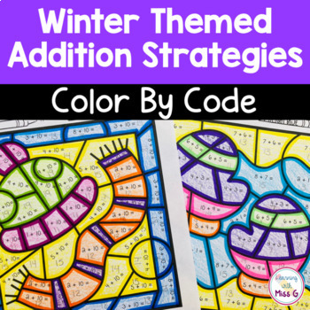 Preview of Winter Addition Color By Number Worksheets - Math Coloring Pages