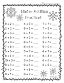 Winter Addition Math Practice Worksheet Pack - 3 Leveled Sheets!
