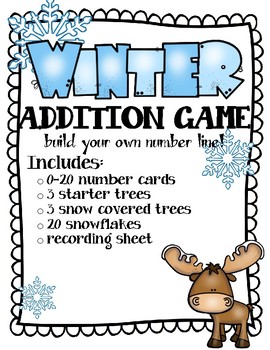 Preview of Winter Addition- Number Line Practice Activity