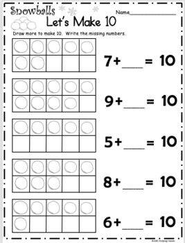 Winter Addition Packet for Kindergarten - Addition to 10 by ABC Helping ...