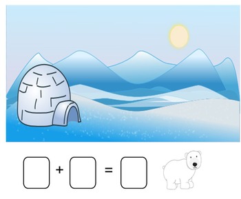 Preview of Winter Addition Stories Smartboard (snowman, bear, polar bear, penguin)