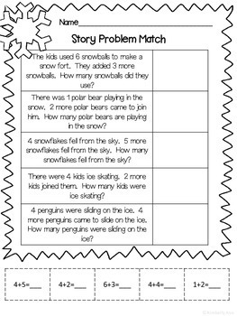 winter addition story problems by live laugh i love kindergarten