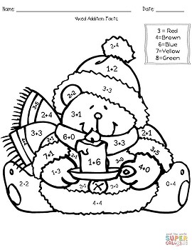 winter addition subtraction coloring worksheets by teach tall tpt