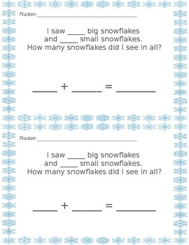 Preview of Winter Addition & Subtraction Word Problem Project - EDITABLE
