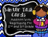 Winter Addition With Regrouping Task Cards