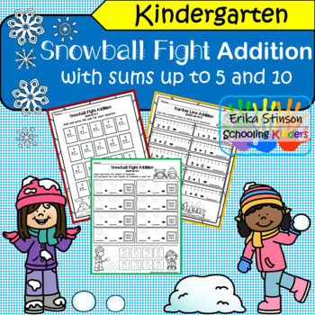 Preview of Winter Addition Worksheets with Sums up to 5 and 10