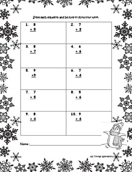 Winter Addition and Subtraction (1 Digit, 2 Digit, & 3 Digit Equations)