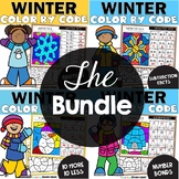 Winter Addition and Subtraction Facts Color by Number - Ma