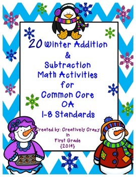 Preview of Winter NO PREP Addition and Subtraction Strategies CCSS OA1-8 Standards