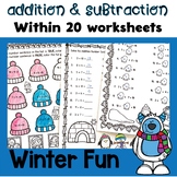 Winter Addition and Subtraction within 20 Worksheets 