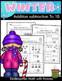 Winter Addition subtraction to 10 Worksheets - Kindergarte