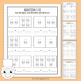 Winter Addition with Pictures Math Worksheets Add to 10 Nu