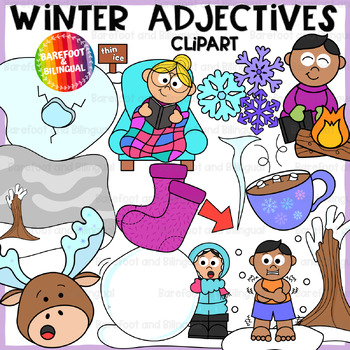 Preview of Winter Adjectives Clipart | Grammar Winter Clipart | Winter Vocabulary