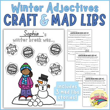 Winter Break Adjectives Craft & Mad Libs | January Activities | TPT