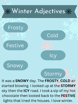 Preview of Winter Adjectives Page