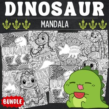 Preview of Winter Adorable dinosaur Mindfulness Mandala Coloring Pages dinosaur Activities