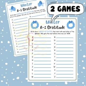 Preview of Winter Advent A-Z Gratitude Word race craft activities Alphabet ABC middle high