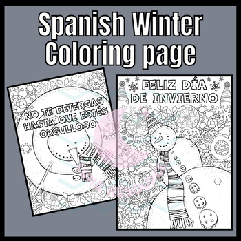 Preview of Winter Advent Invierno coloring page SPANISH craft activities Sub Plans Literacy