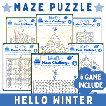 Preview of Winter Advent Maze logic puzzle Math Game brain break Activities middle 7th 8th