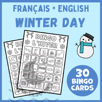 Preview of Winter Advent bingo game crafts FRENCH Avent d'hiver centers activities primary